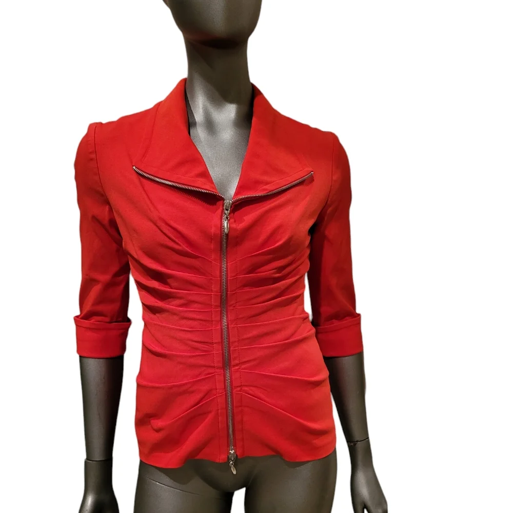 87. Joseph Ribkoff Red Zip Up Jacket - Size 6 - Picture 2 of 6